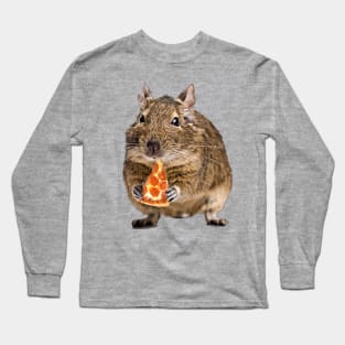 Degu loves eating pizza Long Sleeve T-Shirt